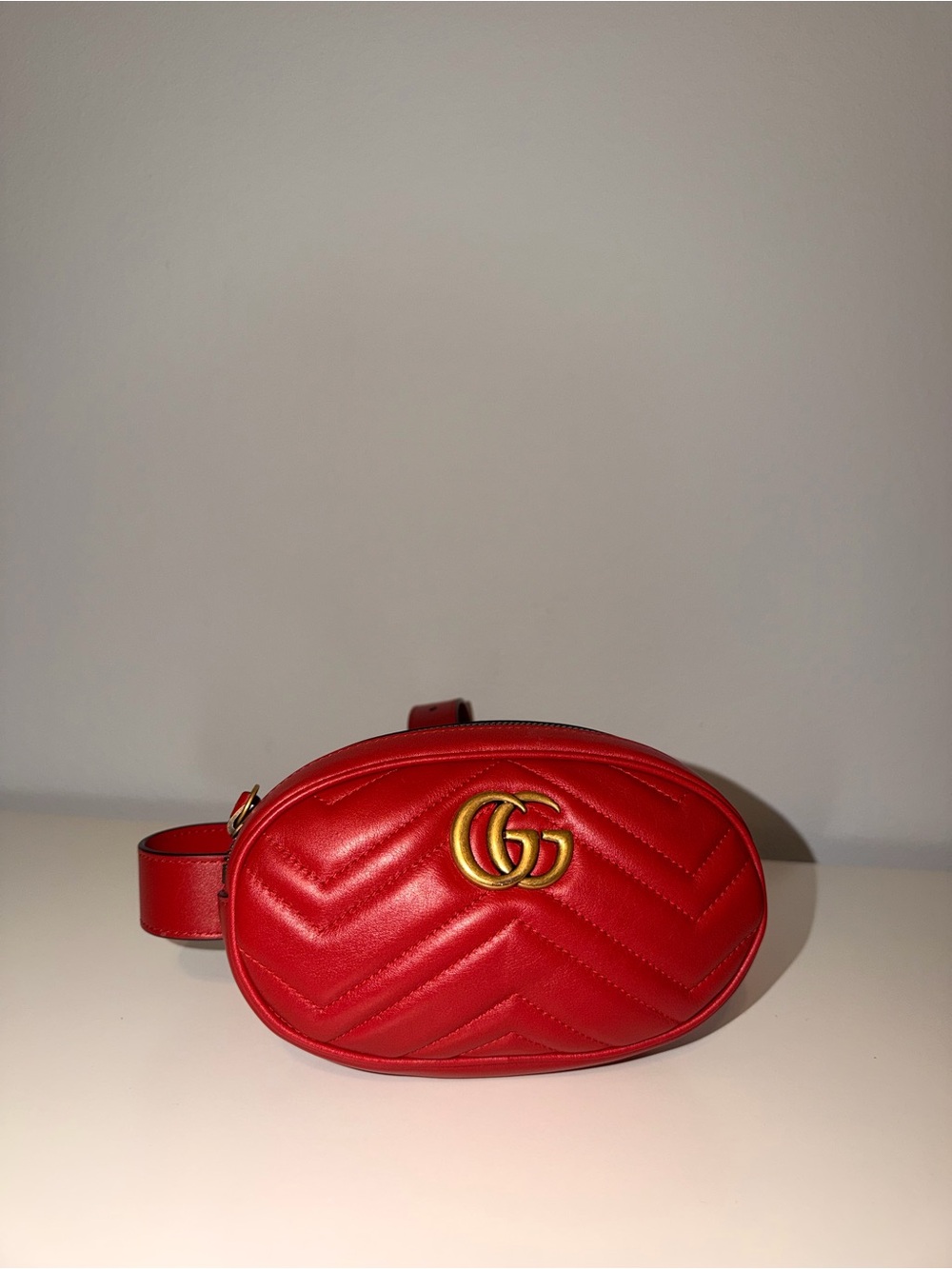 Gucci Red Quilted GG Leather Crossbody Belt Bag